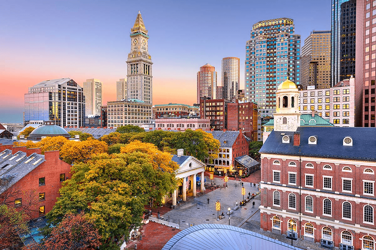 Faneuil Hall and the Custom House Tower, Boston